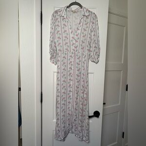 CELINA MOON Pastel Floral Striped Dress (Small)